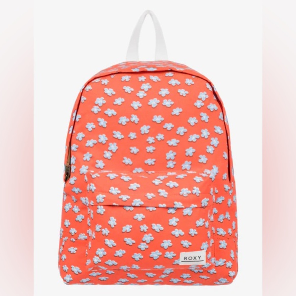 Roxy Coral Floral Backpack with White Flowers
